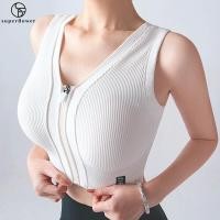 ราคา SUPERFLOWER เสื้อกล้ามฟิตเนสผู้หญิงยกทรงกีฬาแบบมีซิปด้านหน้าพร้อมแผ่นรองแบบถอดได้ชุดชั้นในโยคะกันกระแทกด้านบน (13607979942)