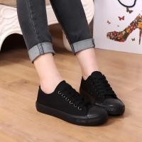 ราคา รองเท้าผ้าใบสีดำ ทรงหุ้มข้อต่ำ ทรงหุ้มข้อต่ำ สำหรับผู้ชายและผู้หญิง รองเท้าทำงาน สไตล์เกาหลี รองเท้าสวมสบาย ส้นแบน รองเท้าผ้าใบ (23247250529)