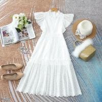 ราคา เดรสลูกไม้สไตล์คุณชมพู่ งานคอปีนแขนระบาย แต่งระบายช่วงกระโปรงเล็กๆ1555 (19106328435)