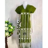 ราคา เสื้อกะเหรี่ยงเดรสกะเหรี่ยงลายดอกไม้อก36 38 (21401213861)