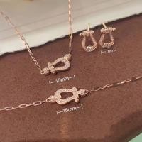 ราคา ชุดเกือกม้านำโชคฝังเพชรเต็ม ins การออกแบบเฉพาะกลุ่มที่เรียบง่ายสร้อยคอหรูหราหรูหราระดับไฮเอนด์ สร้อยข้อมือต่างหูผู้หญิง (18241412769)