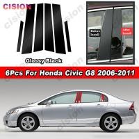 ราคา 6ชิ้นเปียโนมันวาวสีดำพีซีวัสดุหน้าต่างประตูรถคอลัมน์กลางศูนย์ B C สติกเกอร์รูปลอกชิ้นส่วนตกแต่งส่วนครอบแผงเสาสำหรับ Honda Civic FD G8 2006 2007 2008 2009 2010 2011 Gen 8 (22818282541)