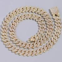 ราคา New Fire HipHop ผู้ชายผู้หญิง14MM Prong Cuban Link Chain สร้อยคอ Bling Iced Out 2แถว Rhinestone Paved Miami Rhombus Cuban สร้อยคอเครื่องประดับ (16153272499)