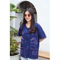 ราคา เสื้อหม้อฮ่อมฟอกนิ่มปักลายน้องช้าง อก40 60 ใหม่ งานปักฝีมือ100 ใส่สบาย (22936057609)