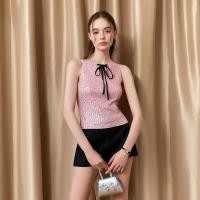 ราคา BRANCHÉ Womens Blouses Summer Korean Bow Knot Pink Sleeveless Crew Neck Casual Blouses B240903 (22980336962)