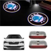 ราคา ไฟประตูต้อนรับไฟเตือนติดรถประตูรถ2ชิ้นสำหรับ Skoda 2009 2015 (20476539529)