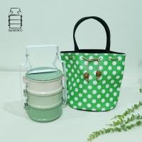 ราคา เซ็ตปิ่นโตขนาด 3 ชั้น 11ซม ถุงผ้า PVC ลายจุด ขนาดเล็ก Tiffin 3 tier Wide 11cm PVC Bag 1 Set อ่านขนาดก่อนสั่งซื้อ (16094458858)