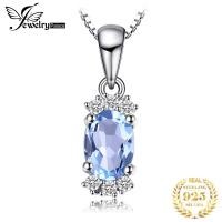 ราคา JewelryPalace สร้อยคอจี้เงินแท้925ลาย Sky Blue Topaz สำหรับผู้หญิงเครื่องประดับสร้อยอัญมณีเนื้อละเอียดไม่มีโซ่ (21500593667)