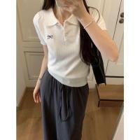 ราคา Cici A2156 2 เสื้อไหมพรมแขนสั้น แต่งลายผ้า คอปกกระดุมใช้งานได้จริง ปักโบว์น่ารัก สไตล์เกาหลี (23059614888)