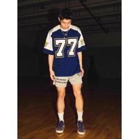 ราคา 2567 American ICE Hockey แขนสั้นผู้ชายเสื้อยืดหลวม Casual Retro ชุดทีมกีฬาฟุตบอล hip hop JERSEY บาสเกตบอลเสื้อยืด (23269878651)