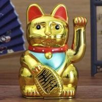 ราคา แมวกวัก ตุ๊กตาแมวกวัก แมวกวักนำโชค สีทองมือกวักขยับได้ ใช้ถ่าน น่ารักมาก 招财猫 (10257625232)