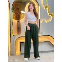 ราคา กางเกงขายาวเอวสูง เอวยางยืด ขายาว ผ้าฮานาโกะ กางเกงขายาวผญ กางเกงขาตรง เอวจั้ม มีกระเป๋า 2 ข้าง K9247 (23011807766)