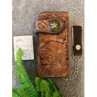 ราคา กระเป๋าสตางค์หนังแกะลาย ใบยาว ผู้ชายสไตล์วินเทจ (14808022757)