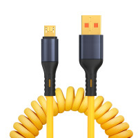 ราคา FELESS สายเคเบิลข้อมูลสปริงสีเหลือง 120W PD 27W ชาร์จเร็ว Carplay Type c Lightning Micro USB สำหรับ Android Apple XIAOMI HUAWEI VIVO (20240776348)