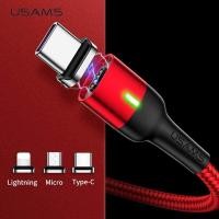 ราคา USAMS สายชาร์จแบต สายชาร์จแบตหัวแม่เหล็ก ชาร์จเร็ว หัวแบน Magnetic Cable for iPhone Samsung 3A Fast Charging Magnet phone USB Cable Micro USB Type C cable Magnet Charger Data Sync (963170001)
