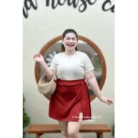 ราคา A17 กระโปรงรอบตัวกางเกงขาสั้นผ่าหน้าแต่งกระดุมไม้ ผ้ายืดวูลเวฟใส่สบายคุณภาพดีเอว34 54 (22648646647)