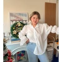 ราคา Snowball shirt เสื้อเชิ้ตแขนพอง MerryChubbyHouse (22075226844)