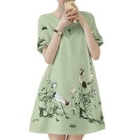 ราคา 2024เดรสสาวอวบ women dress ชุดเดรสสวยๆหรู เดรสออกงานหรูๆ ชุดเดรสสาวอวบxxxxl ชุดเดรสพิมพ์ลายนกกระเรียนมงคลจีน ชุดเดรส MIDI อเนกประสงค์เหนือเข่ากระโปรง (22688299337)