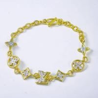 ราคา A41 สร้อยข้อมือทองฝังเพชรหลุยส์น่ารัก ปรับความยาวได้ งานชุบทอง 24K (21192711509)