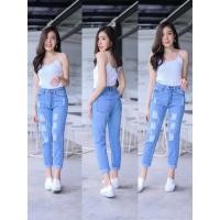 ราคา กางเกงยีนส์ทรงบอย ผ้ายีนส์นิ่ม ไม่ยืด แต่งขาดเซอร์ ใส่สวย ใส่สบาย เก๋ เท่ห์ ได้ทุกโอกาส (16219556716)