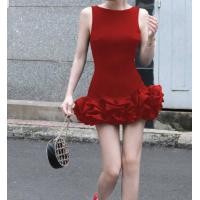 ราคา bs4267 มินิเดรสผ้ายืดแขนกุด แต่งระบายชาย มาพร้อมกางเกงขาสั้น (23187036898)