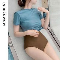 ราคา พร้อมส่ง ชุดว่ายน้ำเเฟชั่นสไตล์เกาหลี ชุดว่ายน้ำวันพีชสีเรียบๆ ชุดว่ายน้ำ วันพีช 2 ชิ้น (19095940719)