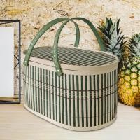 ราคา ตะกร้าไม้ไผ่สาน Hifer กับกระเช้าของขวัญมือจับด้านบนสำหรับกล่องเก็บอาหารผลไม้ขนม (22784217924)