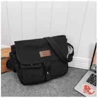 ราคา Casual Canvas Messenger Bag Retro Simple Stylish กระเป๋าสะพายข้างความจุขนาดใหญ่สําหรับเยาวชนปิดซิปนุ่ม (22261787927)