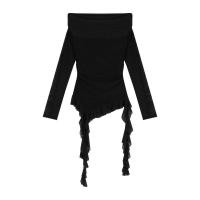 ราคา OCSHEAN เสื้อยืดผู้หญิงตาข่ายแขนยาวเสื้อเอวลอย Spice Girl บางเฉียบรัดรูปไม่สม่ำเสมอ (23263882887)