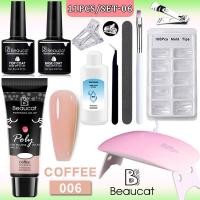 ราคา Beaucat 6W LED 15 มล ชุดแม่พิมพ์โพลีเจล สีเจล Poly gel สําหรับต่อเล็บเจล เจลโพลีเจล UV เจล ชุดต่อเล็บ 11 ชิ้น ต่อเล็บ 12 สี (17404204703)