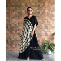 ราคา ชุดเดรสมัดย้อม ชุดเที่ยวทะเล เดรสเปิดไหล่ ชุดมัดย้อม สีสด ผ้ามัดย้อม มีหลายลาย (23283766854)