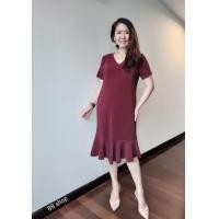 ราคา ชุดพลีท ชุดเดรสใส่ทำงาน ชุดเดรสยืด เนื้อผ้าอัดพลีท Pleated Dress ชุดเดรสสีพื้น ชุดพลีทคอวี เดรสยืดทรงสวย ลุดใส่ออกงาน ชุดคุณแม่ (14691458482)