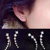 ราคา 2022 Chic Women Stud Earrings Crystal Ear Climbers Crawlers Clear Rhinestone Earring For Women Party Jewelry Gift 1 Pair (22442293919)