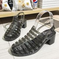 ราคา รองเท้ายาง รองเท้าหนังแก้ว แบบสวมมีรัดส้น หุ้มเท้า ส้นตึก ใส่สบายยางนิ่มไม่กัดเท้า sy163 (22529137553)