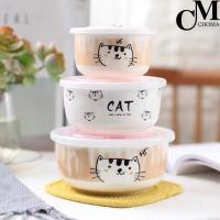 ราคา CHOMA ชุดชามเซรามิค เข้าไมโครเวฟได้ พร้อมฝาปิด 3ใบ ชุด ชุดชาม ถ้วย พร้อมลายใหม่ๆ (15050380257)