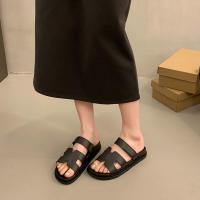 ราคา MINGSHENG รองเท้าผู้หญิงรองเท้าแตะรูปตัว H ส้นเตี้ยแฟชั่นรองเท้าแตะชายหาดเวลโครรองเท้าแตะหนา (22557361022)