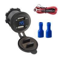 ราคา ที่จุดบุหรี่ในรถแบบคู่ที่ชาร์จ USB 24V ที่จุดบุหรี่4 2A บุหรี่ Charger sepeda Motor อะแดปเตอร์แยกรถที่ชาร์จแบตเตอรี่โทรศัพท์เคลื่อนที่ (23264519761)