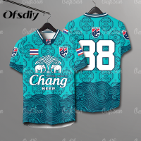ราคา OFSDIY 2568 เสื้อฟุตบอลทีมไทยชายเสื้อยืดไทยชายเสื้อทีมชาติชุดหลวมขนาดใหญ่เจอร์ซีย์เสื้อยืดคอวีระบายอากาศได้ (23168228369)