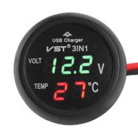ราคา 1xเครื่องวัดปริมาตรรถAUTO LEDเครื่องวัดแรงดันไฟฟ้าแบบดิจิตอลGAUGEเครื่องวัดอุณหภูมิเครื่องชาร์จUSBมิเตอร์วัดกระแสไฟ (3910496277)