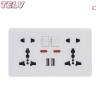 ราคา TELV Wall Power Socket Universal 5 Hole 2 1A Dual USB Charger Port SOCKET (22300430876)