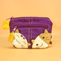 ราคา น่ารัก สุภาพสตรี Pure ผ้าฝ้าย ซิป กระเป๋าเสื้อ กระเป๋าใส่เหรียญผ้าสองชั้นธีมแมว สไตล์เกาหลี งานปัก กระเป๋าสตางค์ลายสัตว์ (21123754803)