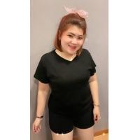 ราคา เสื้อยืดสาวอวบ รุ่นคอวี เสื้อแบบเรียบ เนื้อผ้านิ่มใส่แล้วสบายตัว (21452405390)