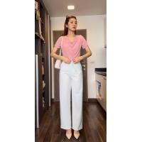 ราคา 410เสื้อคอถ่วง แขนสั้น ผ้าสลาฟ (21899653659)