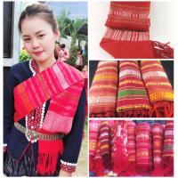 ราคา OTOP Hand Made100 สไบผ้าฝ้ายทอมือลายโบราณสีแดง สไบลายขิดพื้นบ้าน งานทำมือShaking cotton ผ้าเบี่ยง สไบพื้นเมือง (866994267)