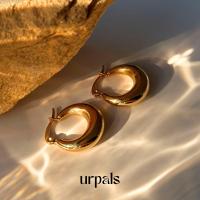 ราคา URPALS ต่างหูห่วง ต่างหูสายฝอ Stainless ชุบทอง 18K คุณภาพสูง ใส่อาบน้ำ ออกกำลังกายได้ (19768889143)