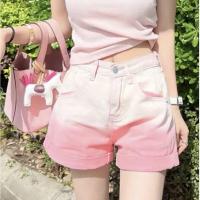 ราคา DaDuHey Womens 2023 Summer New Gradient Color Denim Shorts Fashion Loose Slimming High Waist Wide Leg Pants (19792016392)