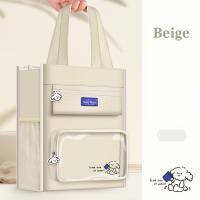 ราคา มีหูหิ้ว กระเป๋าแฟ้มซอง กระเป๋าเรียน ผ้าแคนวาสสีทึบ ซองซิป ความจุขนาดใหญ่ ก้น PU อย่างหนา (22930499659)