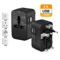 ราคา หัวปลั๊กไฟทั่วโลก Travel Universal Adapter 2 USB 5V2100MA ปลั๊กแปลงขาสำหรับเดินทางใช้ทั่วโลก ซ็อกเก็ตแปลงใหม่ (22680872972)