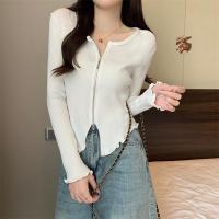 ราคา KOKO เสื้อครอปไหมพรม เสื้อไหมพรมแขนยาว ซิปคู่ ทรงเข้ารูป การออกแบบขอบคลื่น แฟชั่นสไตล์เกาหลี ย้อนยุค Y1803 (21546859058)