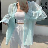 ราคา Chili koko c187เสื้อเชิ้ตแขนยาวซีทรูเซ็กซี่ผู้หญิง เปิดหลัง เสื้อคลุมบางๆชีฟอง เสื้อผ้าแฟชั่น กันแดด สไตล์เกาหลี สีพื้น สีขาว (15891062043)